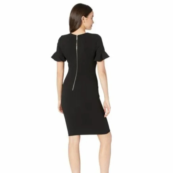 NEW Calvin Klein Exquisite BLACK Flutter Sleeve Sheath Dress • Size 2 - Picture 3 of 9